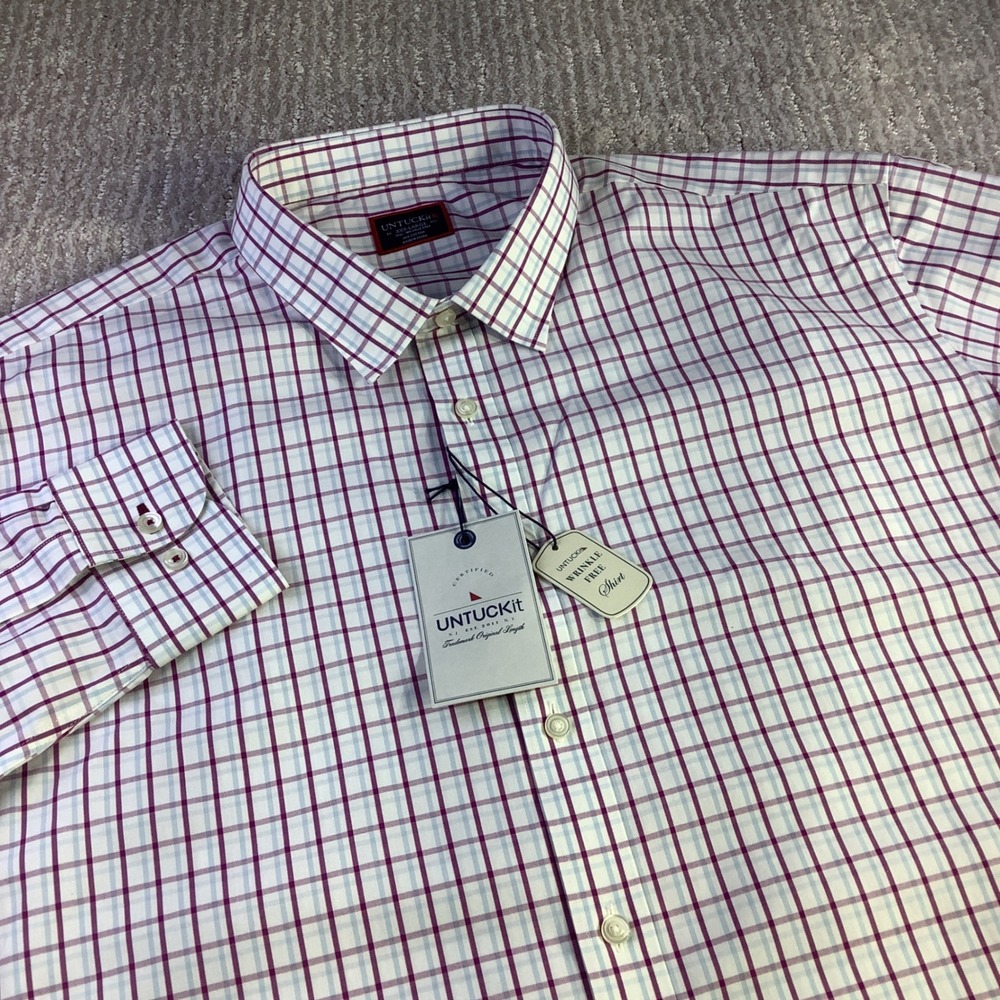 UNTUCKit XXXL Tall Regular Fit Benmarl Purple Wrinkle Free Button Down Shirt New